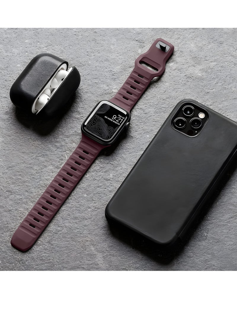 Generic - Compatible with Apple Watch Band 38mm 40mm 41mm 42mmBands for Men Women, Unique Rugged Design Silicone Wristband Strap for iWatch Series 10/9/8/7/6/5/4/3/2/1/SE 2/1 Burgundy Red - Image 1