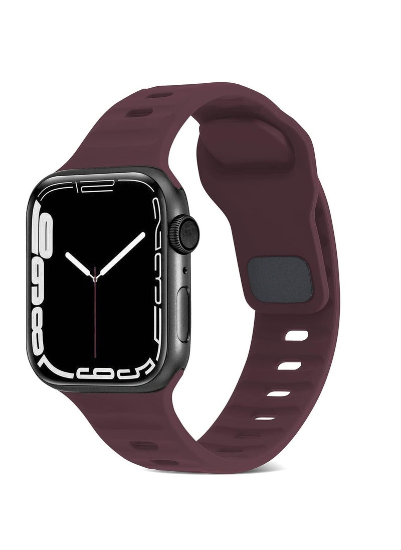 Generic - Compatible with Apple Watch Band 38mm 40mm 41mm 42mmBands for Men Women, Unique Rugged Design Silicone Wristband Strap for iWatch Series 10/9/8/7/6/5/4/3/2/1/SE 2/1 Burgundy Red - Image 1