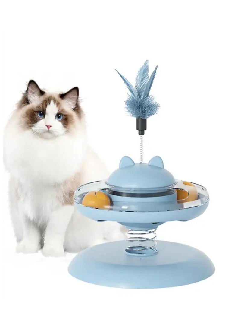 Engaging Cat Turntable Toy with Treat Dispenser, Fun Puzzle for Kittens' Mental and Physical Play - Image 1