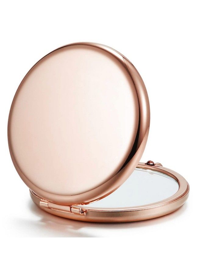 Getinbulk Compact Mirror For Purse Doublesided 1X 2X Magnifying Metal Pocket Makeup Mirrors(Round Rose Gold) - Image 1