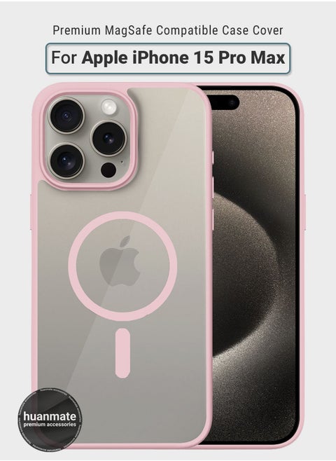iPhone 15 Pro Max MagSafe Case Clear With Light Pink Edges - High-Grade Strong Magnets, Wireless Charging Compatible, Shockproof, Anti-Scratch Ultra Slim Magnetic Cover for Apple iPhone 15 Pro Max