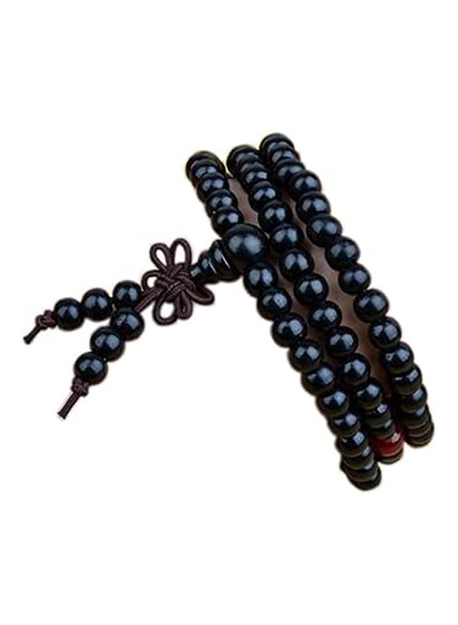 108 Mala Wooden Beads Bracelet Necklace Elastic Healing Wood Sandalwood Seed Buddhist Bracelet for Women Men Girl Boy Teen Buddha Prayer Meditation Jewelry-D 6mm black