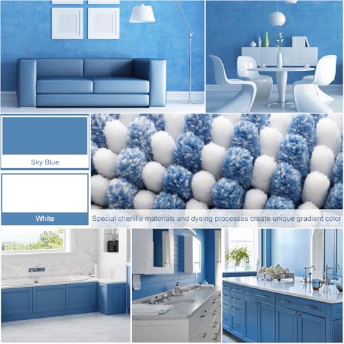 BSICPRO Bathroom Rugs and Mats Sets, 2 Piece Thick Absorbent Chenille Bath Mat Rug Set Non Slip, Soft Shaggy Bath Room Floor Mats for Bathroom, Machine Washable (Sky Blue, 20" x 32" Plus 16" x 24") - Image 3