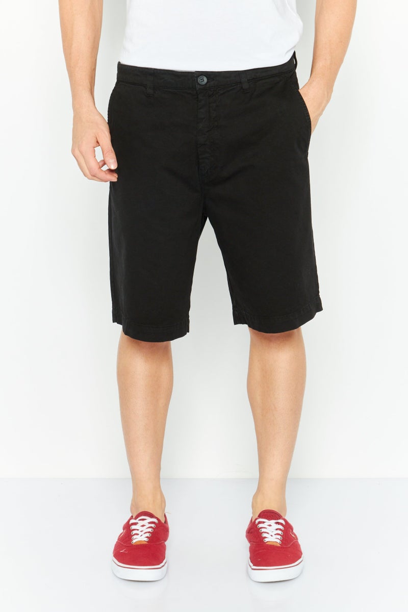DIESEL Men Solid Chino Shorts, Black - Image 1