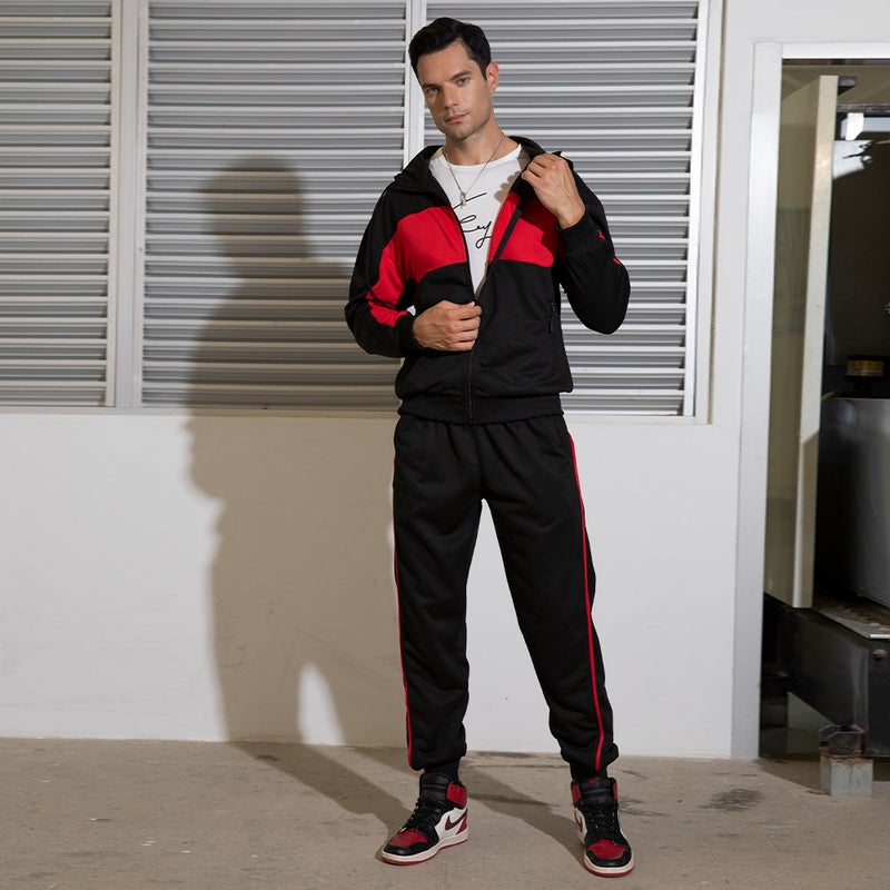 طقم هوديي كاجوال للرجال لخريف وشتاء باللون الأزرق الداكن - Image 4