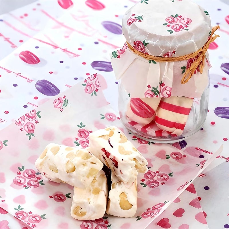 50 Pcs Butter Paper Floral Wax Paper Sheets for Food, Deli Parchment Baking Pape, Sandwich Candy Cookies Waterproof Wrappers Oilproof Basket Liners Small 21.5 * 25 CM - Image 5