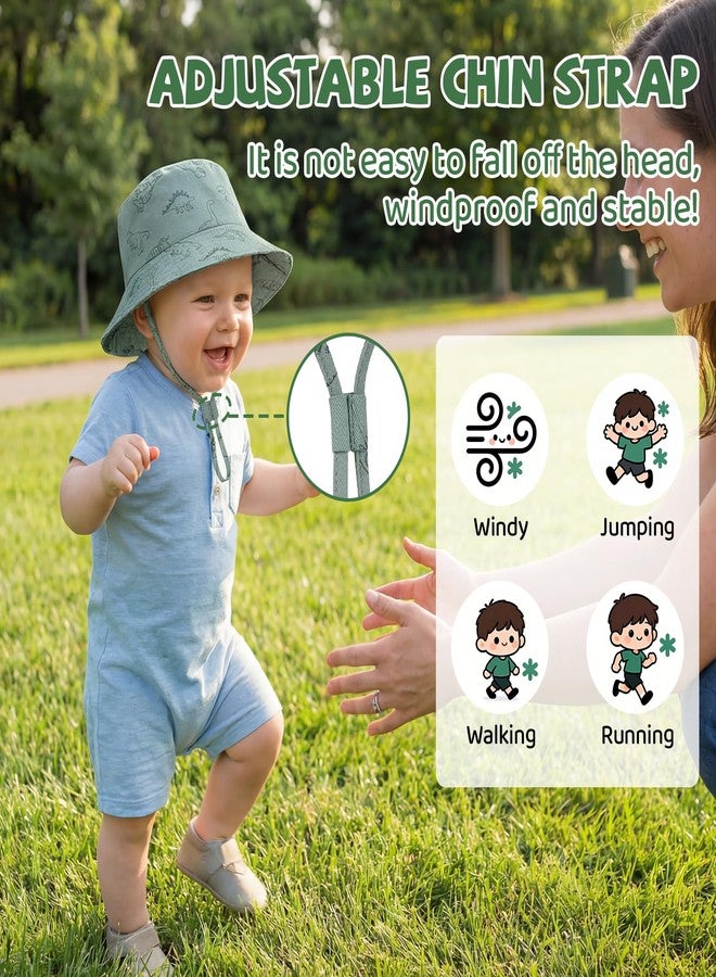 Durio Baby Sun Hat - UPF50+ Wide Brim Bucket Hats for Infant Newborn, Outdoor Sun Protection Beach Hat for Toddler Boys Girls, Seaweed Blue Dinosaur 0-6 Months - Image 3