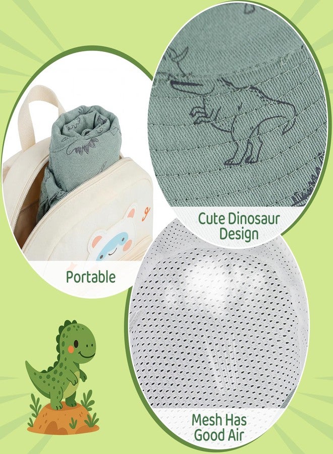 Durio Baby Sun Hat - UPF50+ Wide Brim Bucket Hats for Infant Newborn, Outdoor Sun Protection Beach Hat for Toddler Boys Girls, Seaweed Blue Dinosaur 0-6 Months - Image 4
