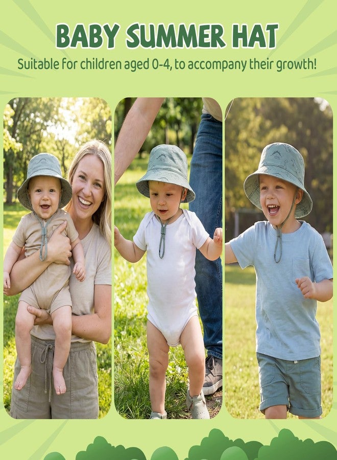 Durio Baby Sun Hat - UPF50+ Wide Brim Bucket Hats for Infant Newborn, Outdoor Sun Protection Beach Hat for Toddler Boys Girls, Seaweed Blue Dinosaur 0-6 Months - Image 5
