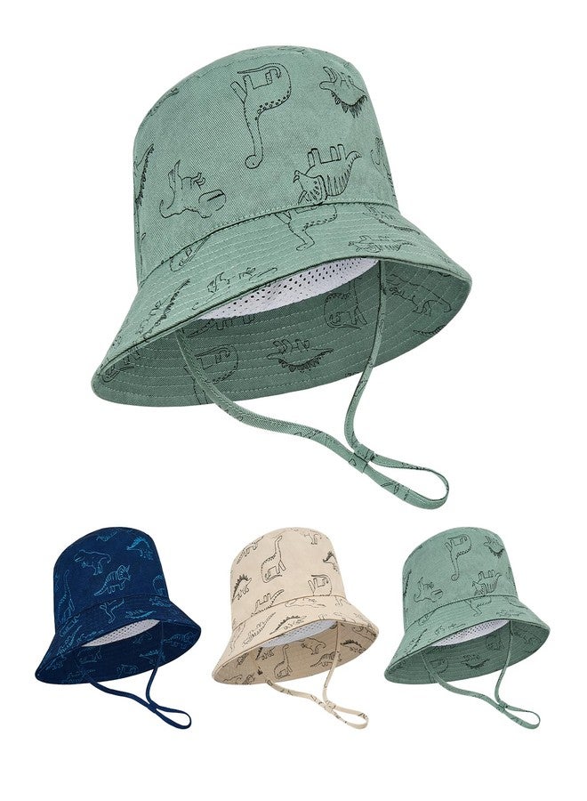 Durio Baby Sun Hat - UPF50+ Wide Brim Bucket Hats for Infant Newborn, Outdoor Sun Protection Beach Hat for Toddler Boys Girls, Seaweed Blue Dinosaur 0-6 Months - Image 1