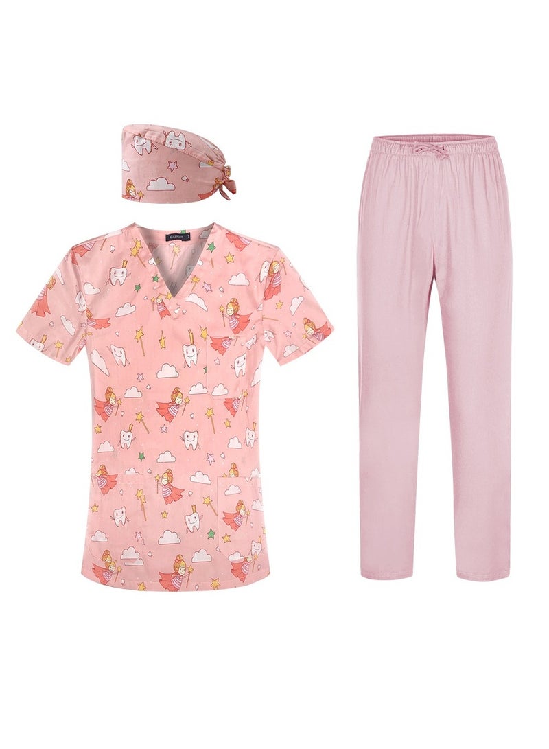 KUYING New V-neck Printed Short Sleeved Pants Surgical Gown And Work Uniform  - Image 1