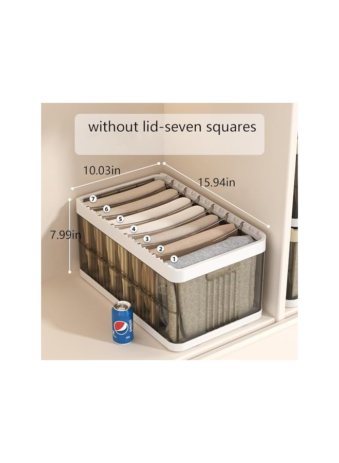 Green Tiger Plastic Closet Organizers and Storage, Compartment Divided Drawer，Stackable Storage Bins Drawer Organizer, Foldable Storage Drawers for Clothes Toys (7 compartments) - Image 2