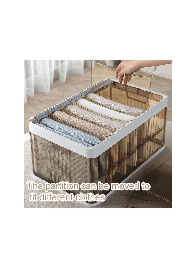 Green Tiger Plastic Closet Organizers and Storage, Compartment Divided Drawer，Stackable Storage Bins Drawer Organizer, Foldable Storage Drawers for Clothes Toys (7 compartments) - Image 5