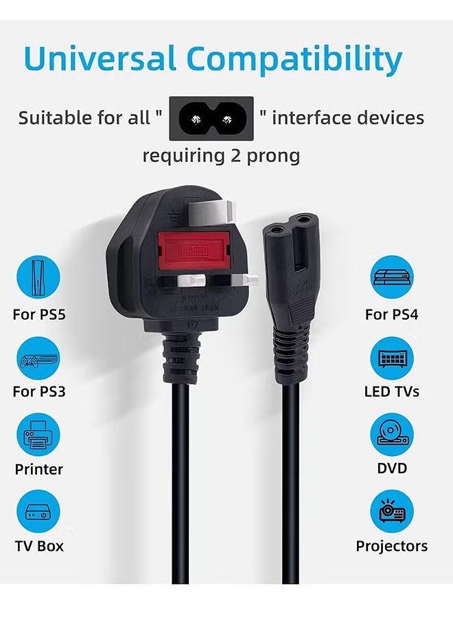 هابي دي 1.8M UK Power Cable C7 Figure-8 Power Lead for PS5/PS4/PS3 Console - Image 4