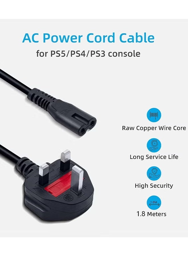 هابي دي 1.8M UK Power Cable C7 Figure-8 Power Lead for PS5/PS4/PS3 Console - Image 2