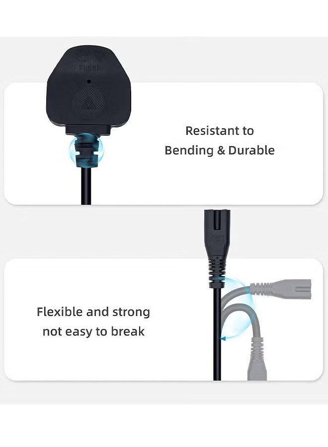 هابي دي 1.8M UK Power Cable C7 Figure-8 Power Lead for PS5/PS4/PS3 Console - Image 5