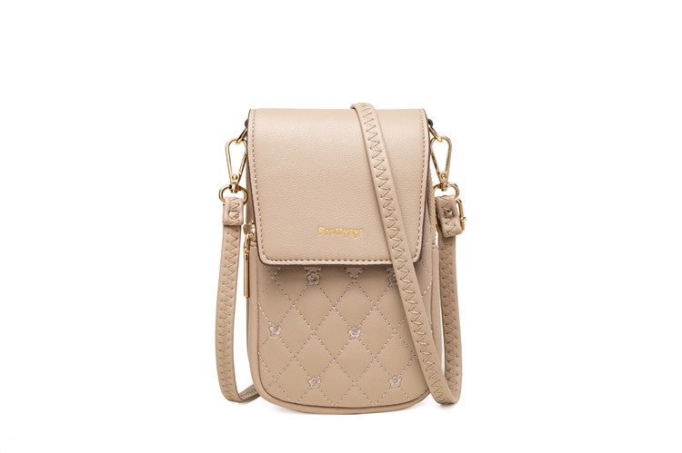 Guangzhou Bag 2024 Popular Women'S Mobile Phone Bag Fashionable Cross-Body Shoulder Bag Quilted Embroidered Women'S Wallet Pu Double Layer - Image 1