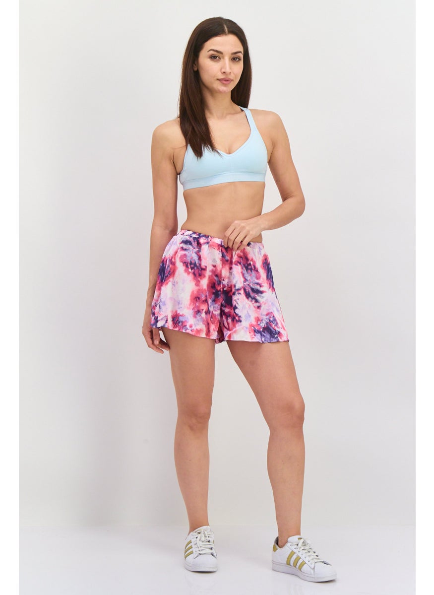 In the style - Women Tie Dye Satin Shorts, Multicolor - Image 1