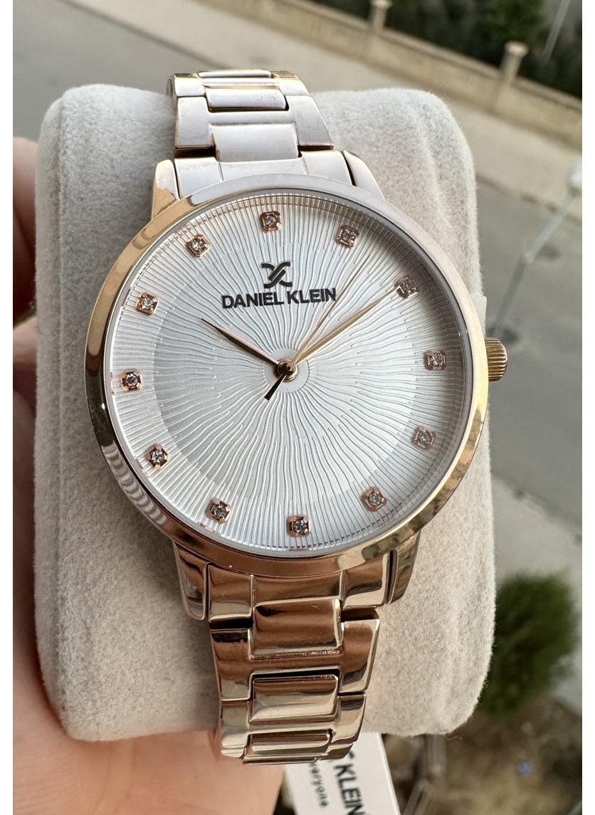 DANIEL KLEIN New Model Women's Rose Color Wristwatch with Round Stones + Gift Bracelet  - Image 4