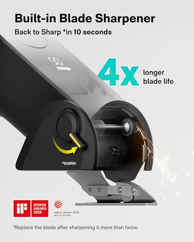 HOTO EdgeFlow Cordless Electric Scissors SelfSharpening Titanium Blade Smart Display Electric Cardboard Cutter Boost Mode ToolFree Blade Swap Ideal for Cardboard Fabric Carpet Leather DIY - Image 3