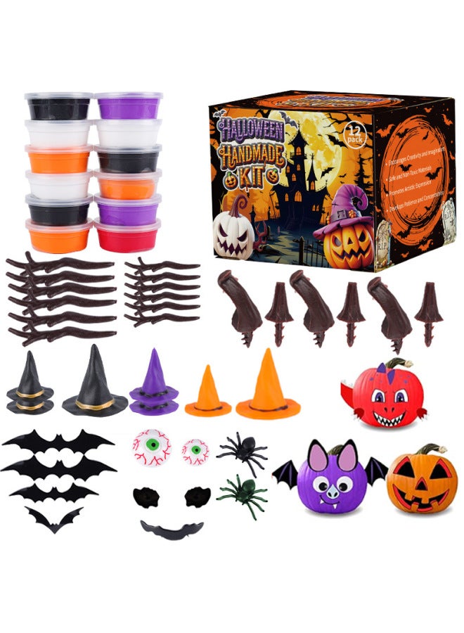 Loquat DIY Handmade Cross Border Children Holiday Clay Crafts Mini Pumpkin Head Decoration Gift-Specification: Pumpkin Head Diy Set - Image 2