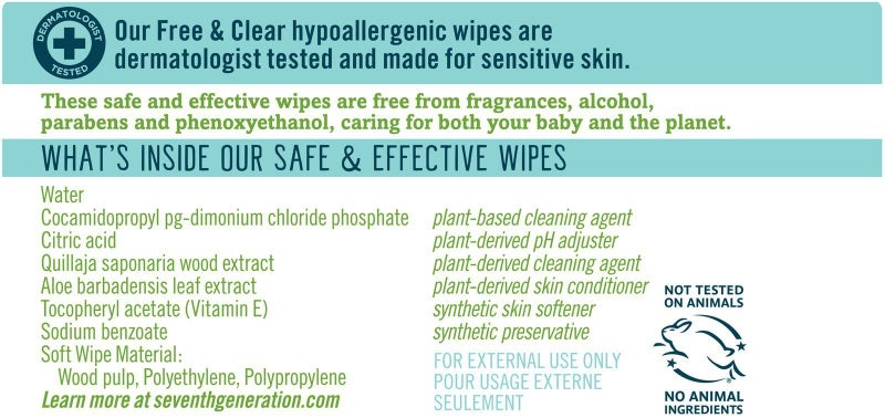 SEVENTH GENERATION Free & Clear Travel Baby Wipes 30Ct, 30 CT - Image 3