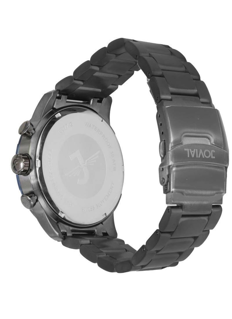 Jovial JOVIAL 16077GBMC04E Men's Metal Band Watch, 46mm, Blue Dial  - Image 3