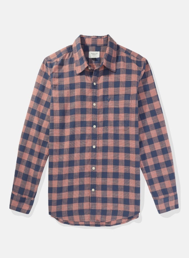 AE Plaid Poplin Button-Up Shirt