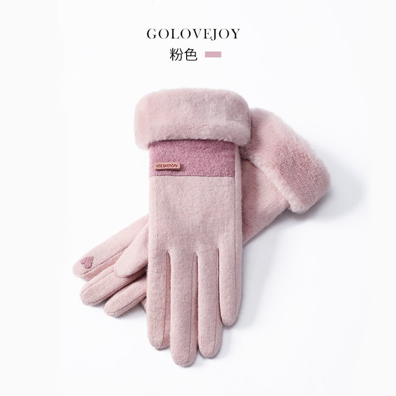Winter Wool Gloves for Women Touchscreen Pink DY50