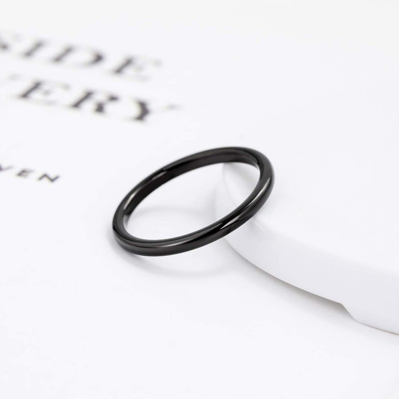 Greenpod 2mm Thin Tungsten Rings for Women Men Black Dome Polished Wedding Band Comfort Fit Size 4 - Image 2
