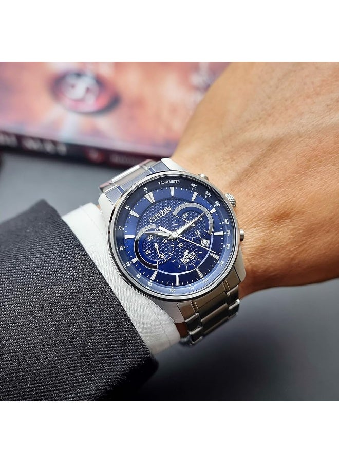 Citizen Chronograph AN8190-51L Men's Watch 44mm Stainless Steel Blue Dial Date Quartz 100M - Image 3