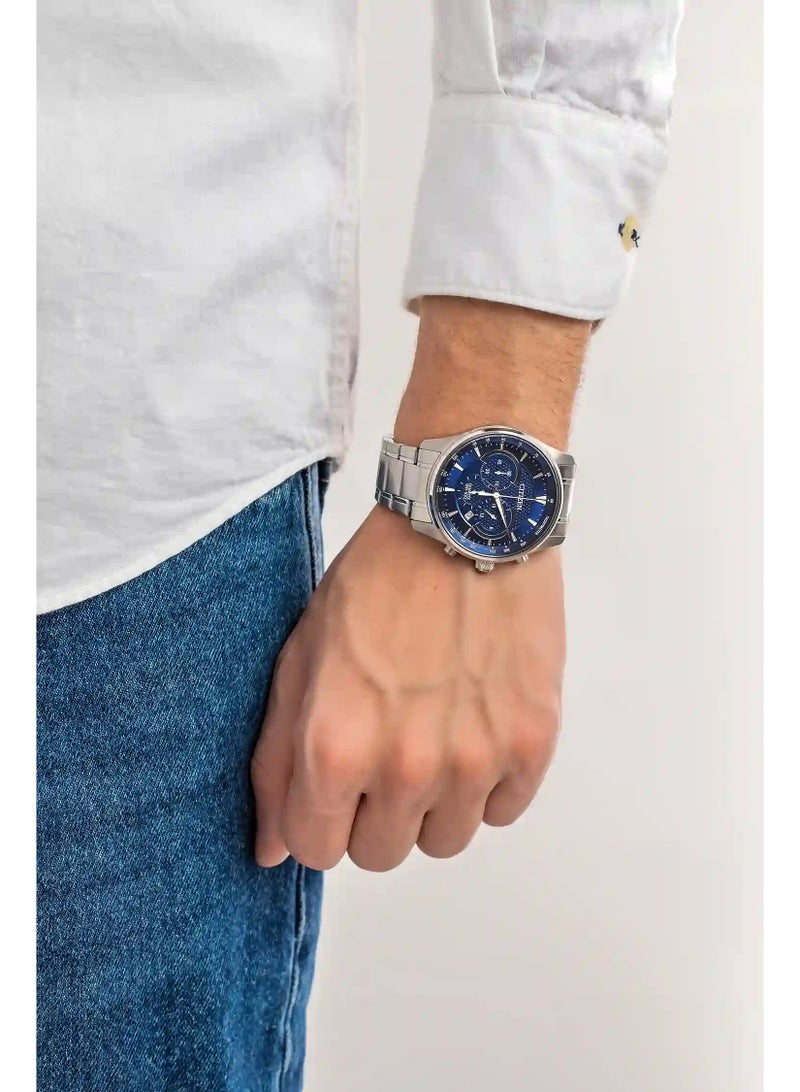 Citizen Chronograph AN8190-51L Men's Watch 44mm Stainless Steel Blue Dial Date Quartz 100M - Image 2