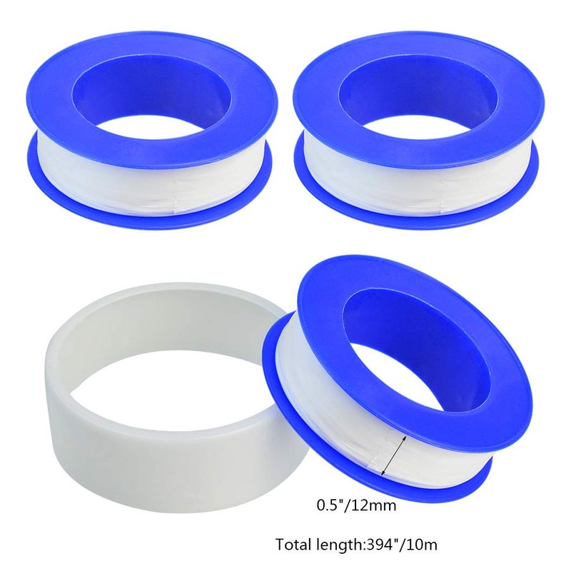 mifengda 30 لفة من شريط ختم الخيوط، شريط تفلون 1/2 شريط ختم أنابيب PTFE، مواد ختم خيوط صناعية، شريط خيوط للسباكين لمنع تسرب المياه، سباكون، سباكة، رأس هواء، أنبوب خيوط، 1/2" x394" أبيض - Image 2