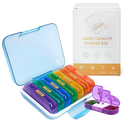 OCEANEVO 3 Times a Day, Weekly Medicine Storage Organizer box for Home and Travel, 7 days Pill Organizer Box for Vitamins, Tablet & Supplements - Multi Color - 3 Compartments - 1 Year Warranty - Image 1