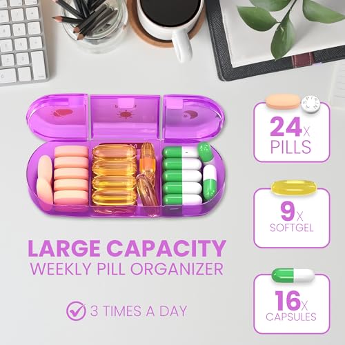 OCEANEVO 3 Times a Day, Weekly Medicine Storage Organizer box for Home and Travel, 7 days Pill Organizer Box for Vitamins, Tablet & Supplements - Multi Color - 3 Compartments - 1 Year Warranty - Image 2