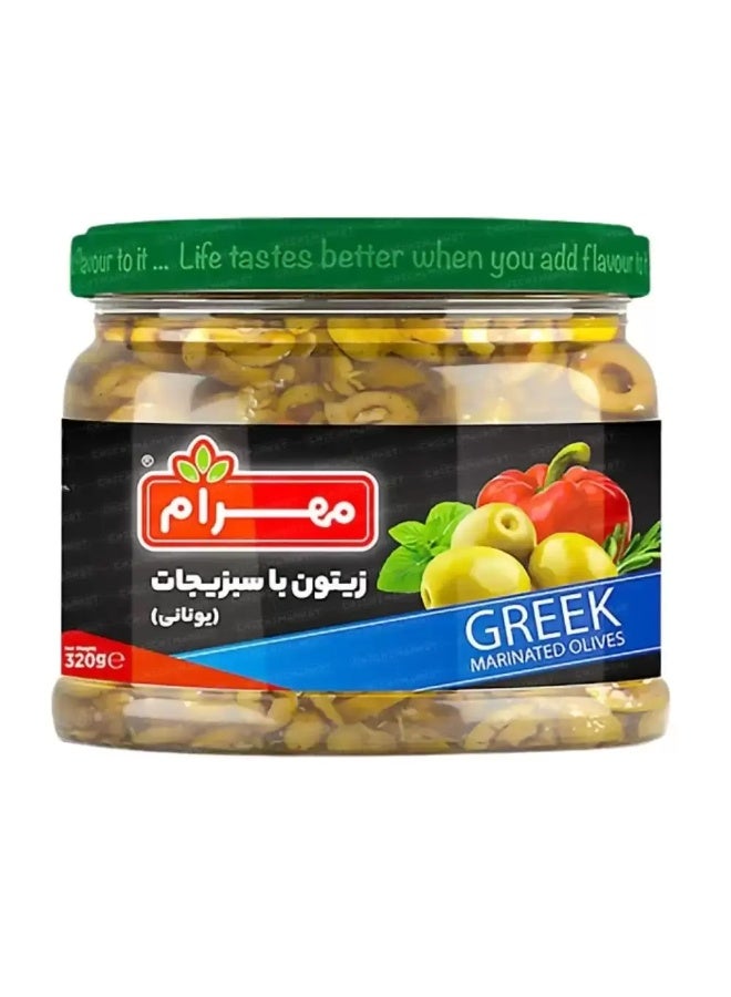 Mahram Mahram Greek Marinated Slice Green Olives With Paprika And Vegetables- 320gms