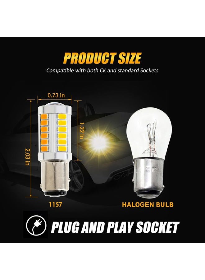 Auxbeam 1157 2357 Amber Yellow LED Bulbs, Super Bright 2057 2357 7528 BAY15D LED Bulb Replacement for Dir Flashing Turn Signal Lights - Image 2