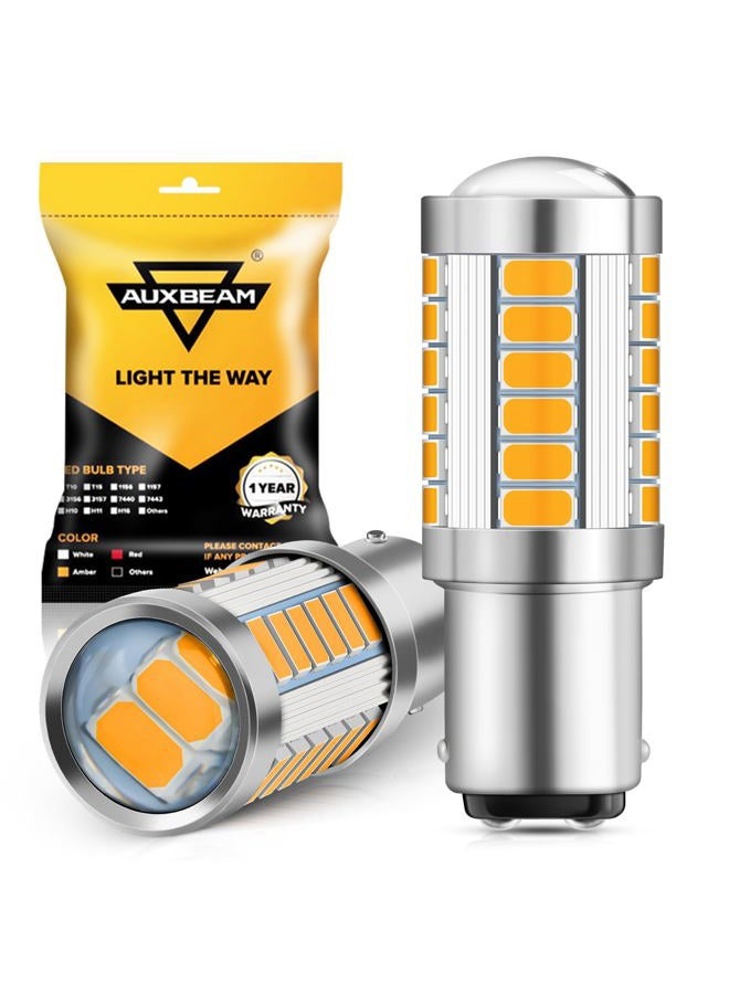 Auxbeam 1157 2357 Amber Yellow LED Bulbs, Super Bright 2057 2357 7528 BAY15D LED Bulb Replacement for Dir Flashing Turn Signal Lights - Image 1