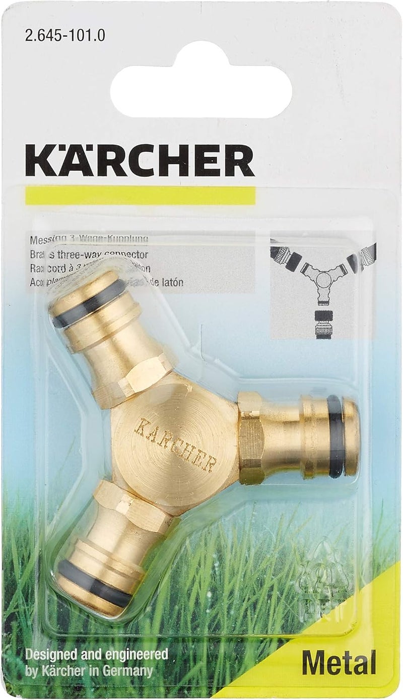 Kärcher Karcher Three-Way Brass Connector – Durable Tap Splitter for Connecting 3 Garden Hoses - Image 3