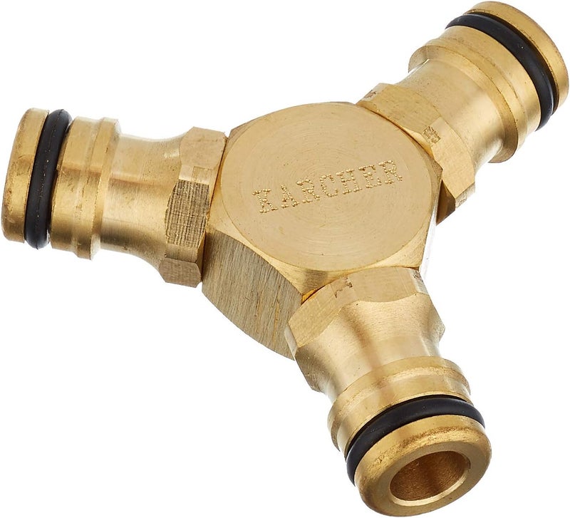 Kärcher Karcher Three-Way Brass Connector – Durable Tap Splitter for Connecting 3 Garden Hoses - Image 1