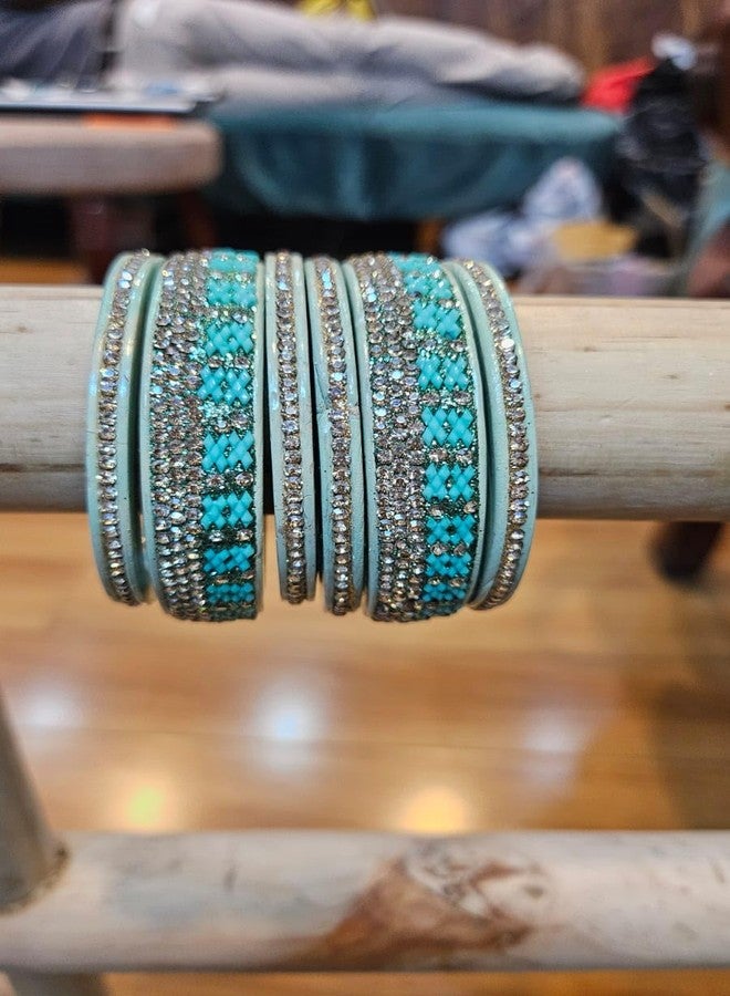 BANGLESKART Glass Bangle Set, Handmade Bangles, for Women's, (1Pair) Sky blue (2.6) - Image 5