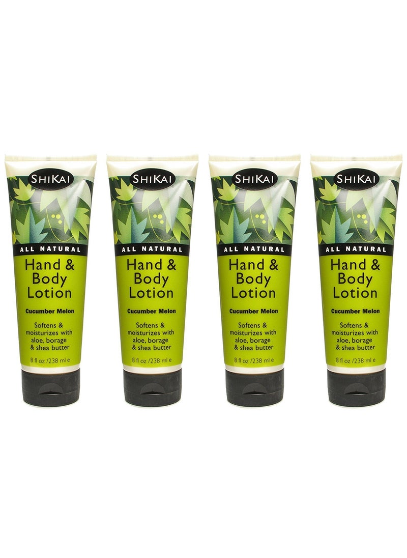 SHIKAI ShiKai Cucumber Melon Hand  Body Lotion 8oz Pack of 4  Daily Moisturizing Skincare for Dry and Cracked Hands  With Aloe Vera  Vitamin E 