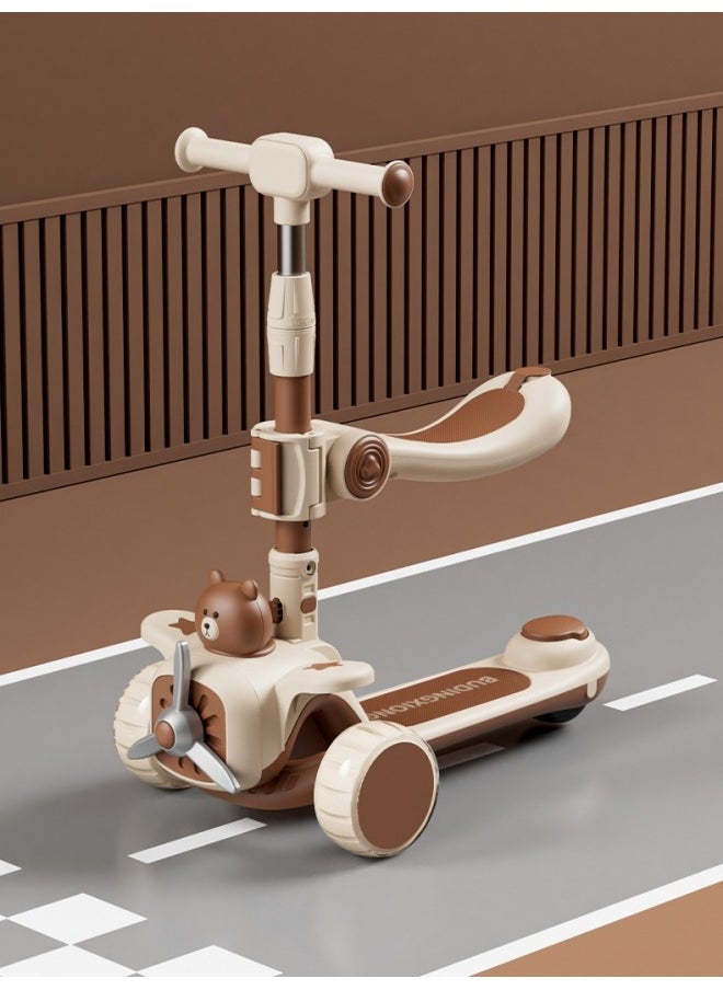 Generic - 3-in-1 Kick Scooter, Upgraded Adjustable Height Handlebars and Removable Seat LED Music Lighted Wheels and Anti-Slip Deck - Image 1