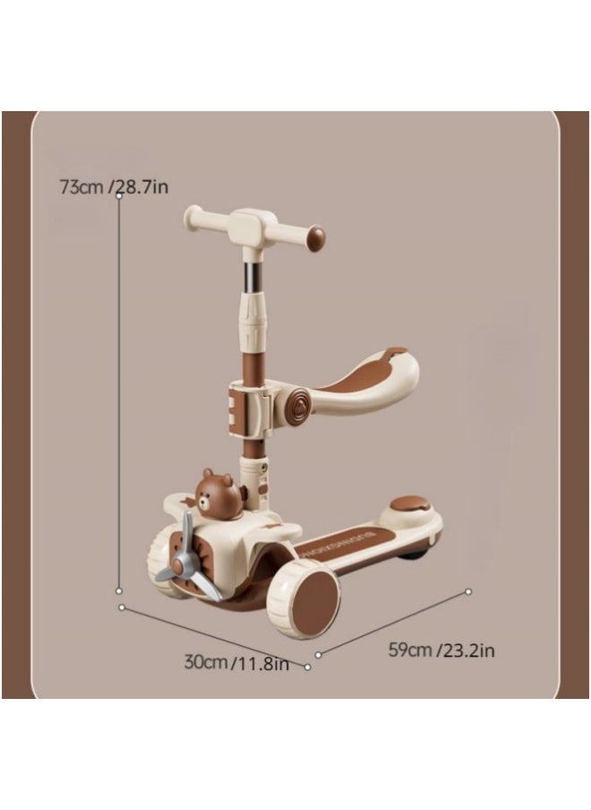 Generic - 3-in-1 Kick Scooter, Upgraded Adjustable Height Handlebars and Removable Seat LED Music Lighted Wheels and Anti-Slip Deck - Image 1