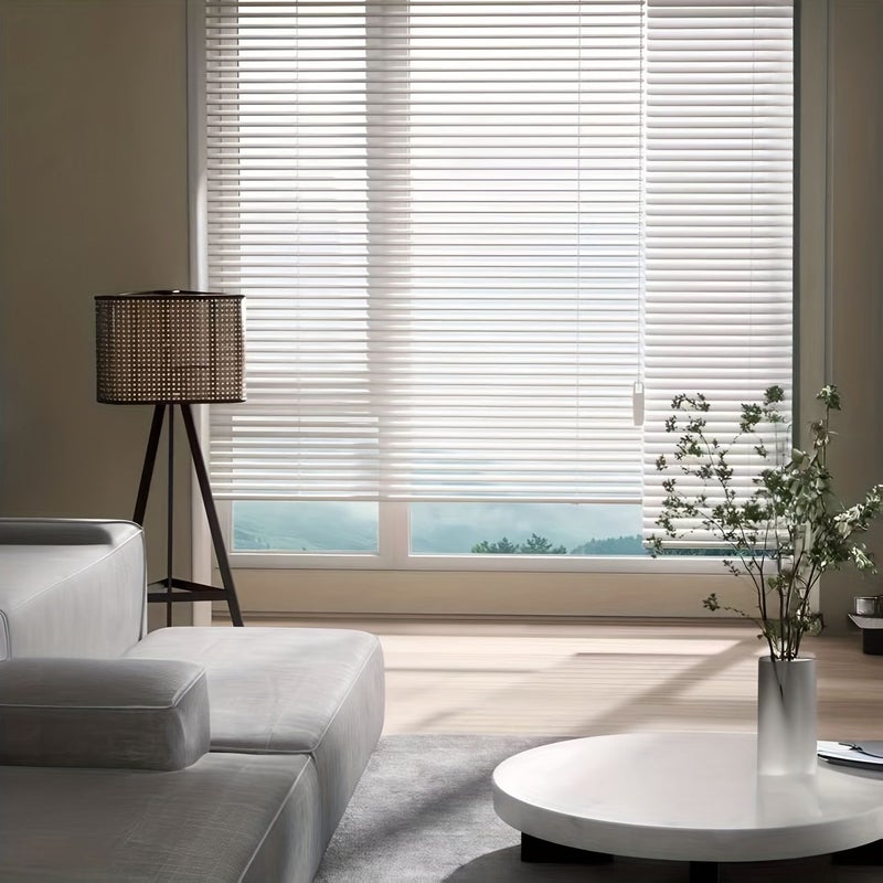 White Aluminum Light Blocking Horizontal Blinds Width 35.43 Inch Height 59.06 Inch Anti Ultraviolet High Quality Dimming Bathroom Temporary Installation Window Decoration Classic Ventilation Louver Curtains - Image 2