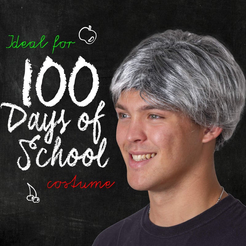 Skeleteen Grey Old Man Wig - Salt and Pepper Hair Old Person Grandpa Wigs Costume Accessories for Boys and Girls - Image 4