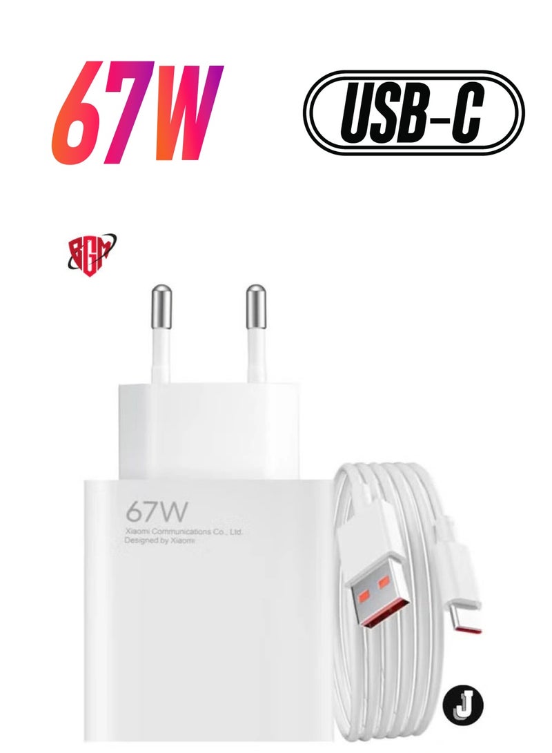 BGM "Original Xiaomi 67W USB Wall Charger â€“ Fast Charging with USB to USB-C Cable Included, Compact & Reliable" - Image 1