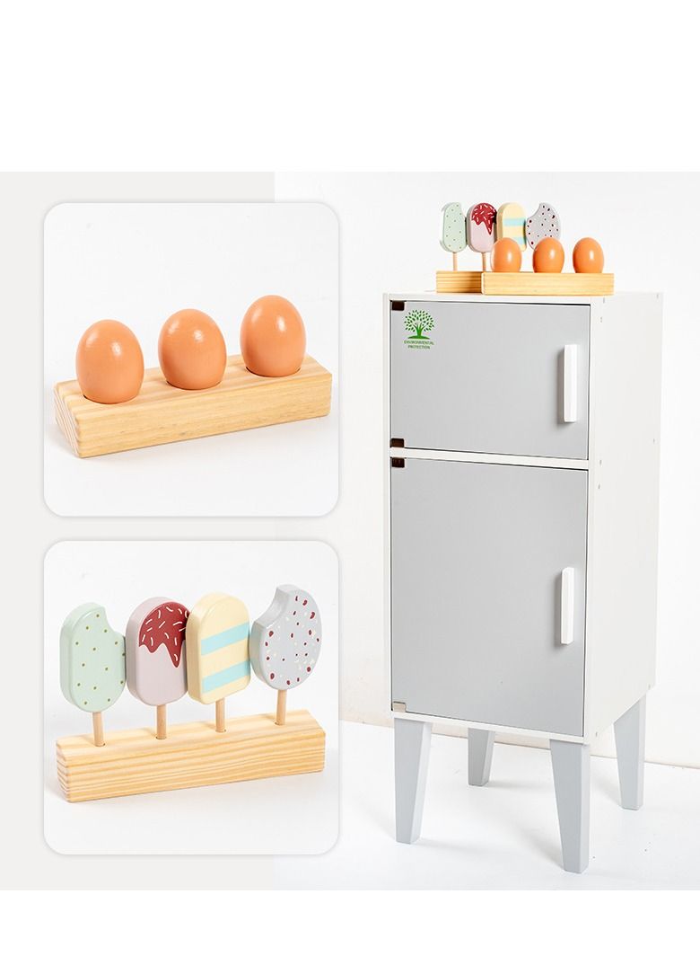 GULFLINK Kids Pretend Kitchen Playset, Pretend Wooden Play Kitchen Toy White - Image 2