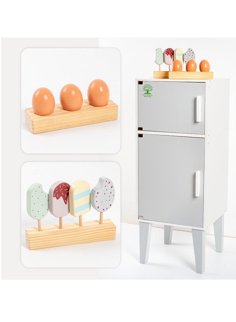 GULFLINK Kids Pretend Kitchen Playset, Pretend Wooden Play Kitchen Toy White - Image 4