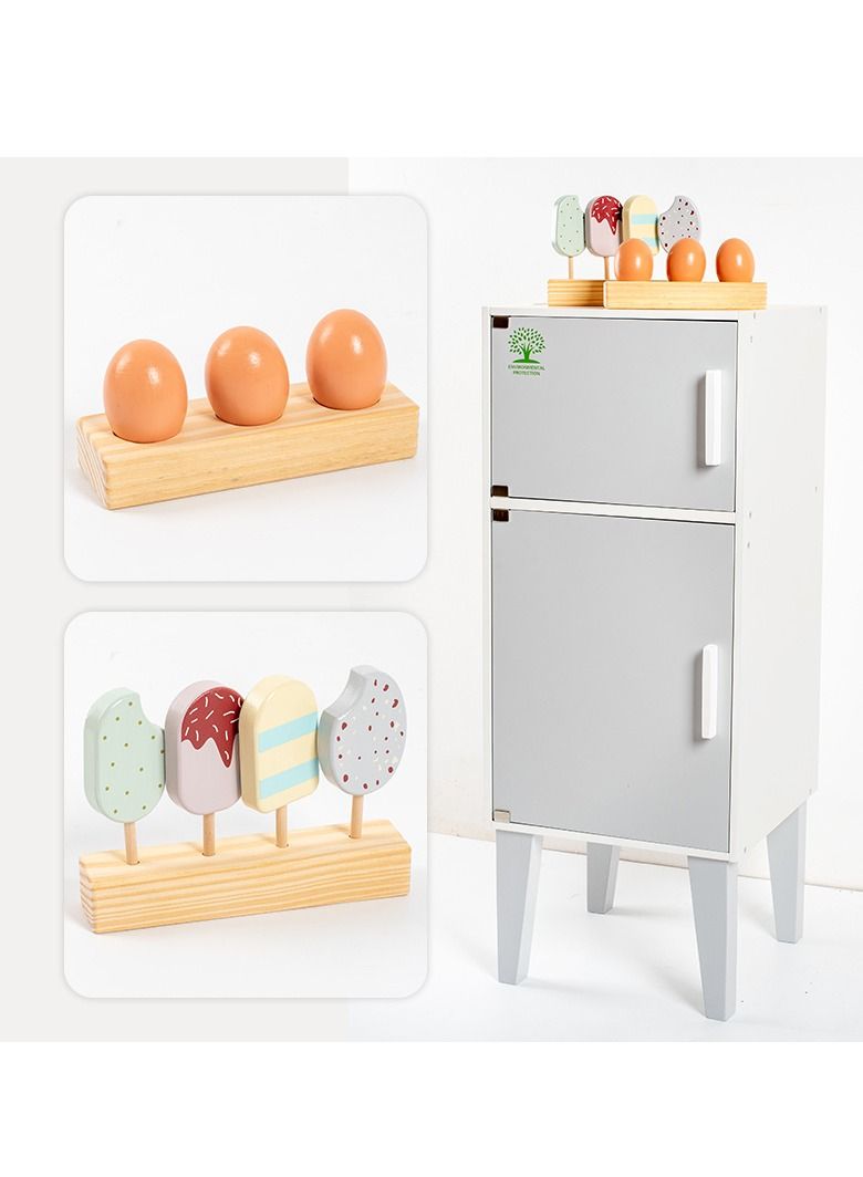 GULFLINK Kids Pretend Kitchen Playset, Pretend Wooden Play Kitchen Toy White - Image 3